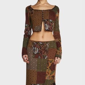 NWT Milk It Dwell Crop Top and Floaty Asymmetrical Skirt Size XL Set